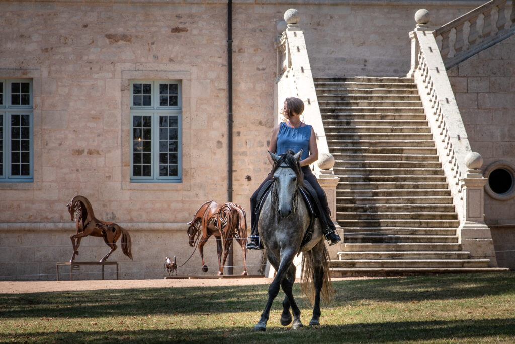 Séance de cours d'équitation à domicile avec une écuyère indépendante en Suisse romande
